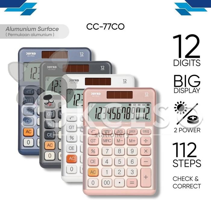 

JOYKO CALCULATOR / KALKULATOR CC-77CO COLOR ALUMUNIUM SURFACE 12 DIGIT MURAH