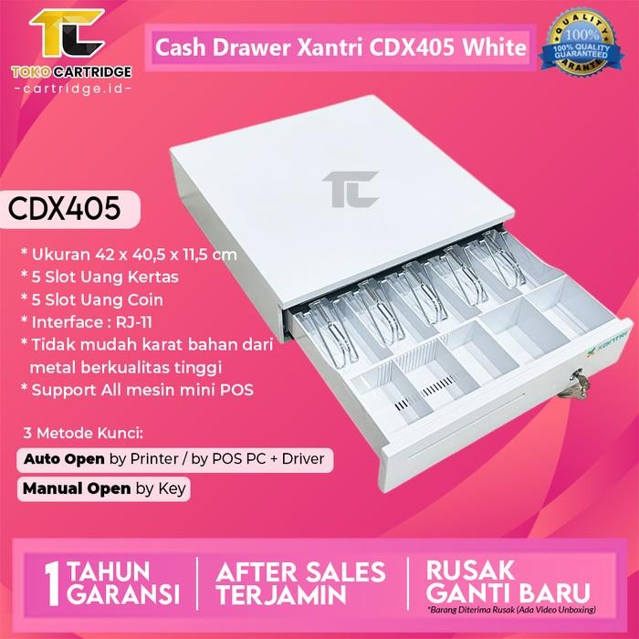 

LACI PENYIMPANAN CASH DRAWER XANTRI CD X405 BLACK WHITE LACI KASIR UANG IWARE UL400 INTERFACE RJ-11