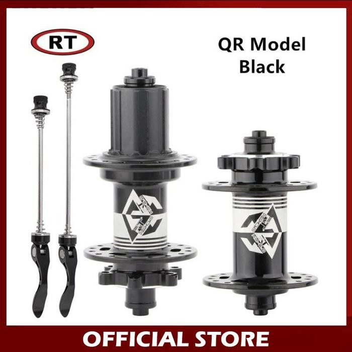 RT Sepasang Hub Freehub Depan Belakang Hitam 32H QR 7 Bearing Jangkrik