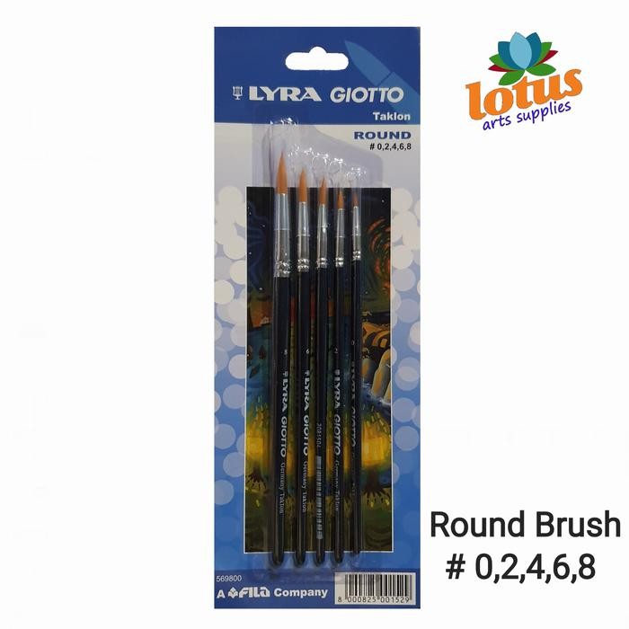 

Lyra Giotto Round Brush Set Kuas Lukis Taklon #0,2,4,6,8