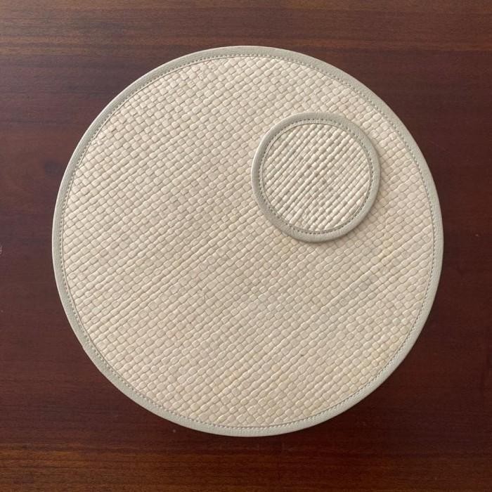 Set Placemat Coaster Pandan D 35 cm, alas piring pandan, alas piring natural pandan