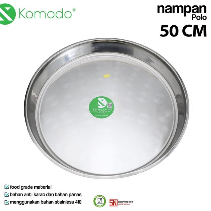 Nampan Bulat / Baki Bundar Wadah Saji Stainless Polo 50 CM KOMODO