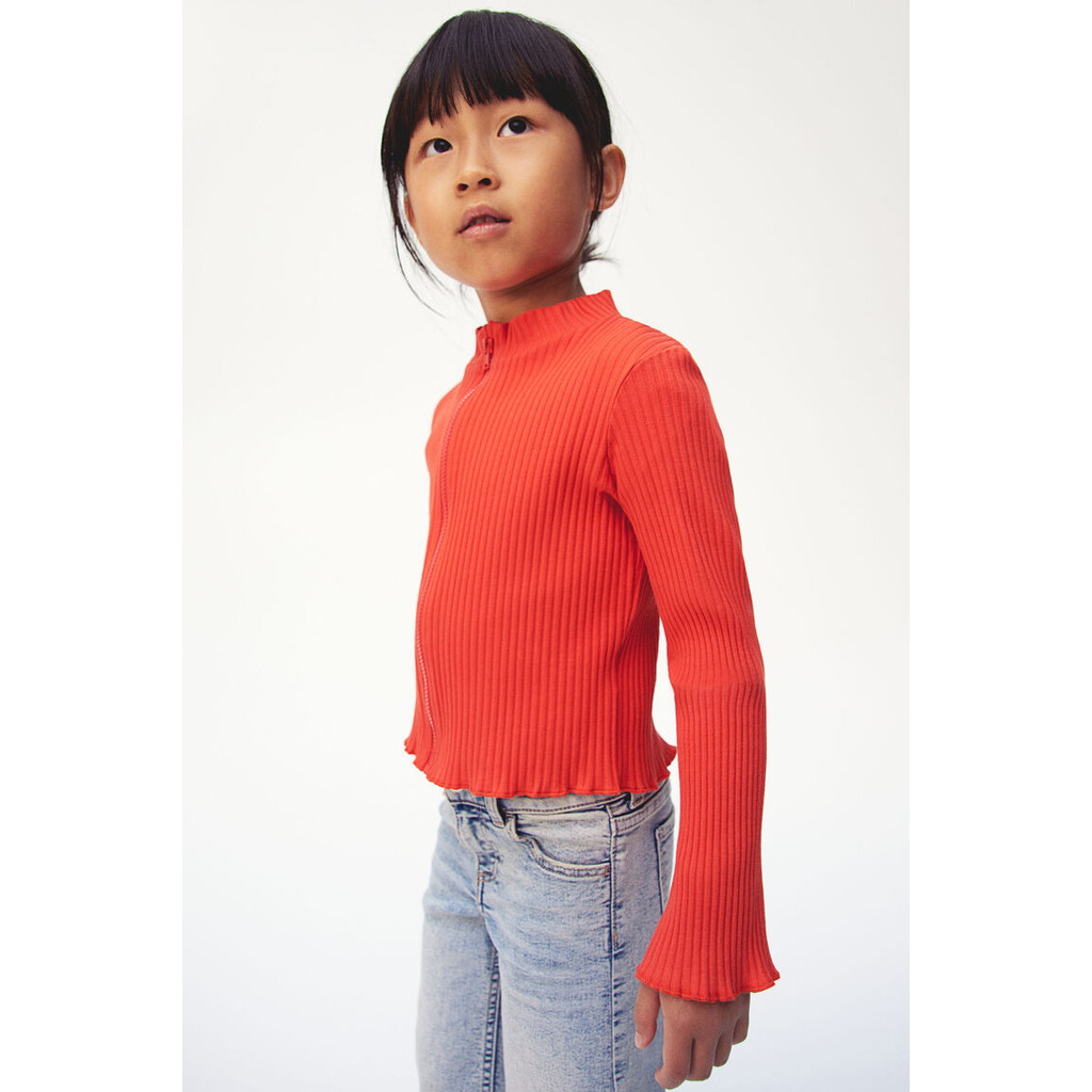 H&M CARDIGAN JERSEY BERGARIS CARDIGAN BERBAHAN JERSEY KATUN LEMBUT DAN BERTEKSTUR RIB DENGAN KERAH B