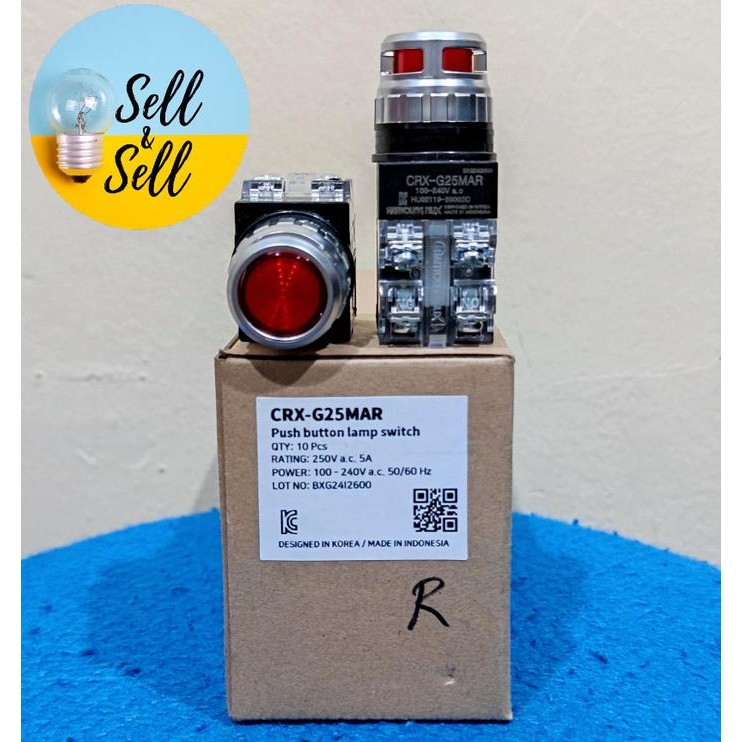 PUSH BUTTON LAMP CRX-G25MAR HANYOUNG NUX /PUSH BUTTON LAMPU MERAH 25MM