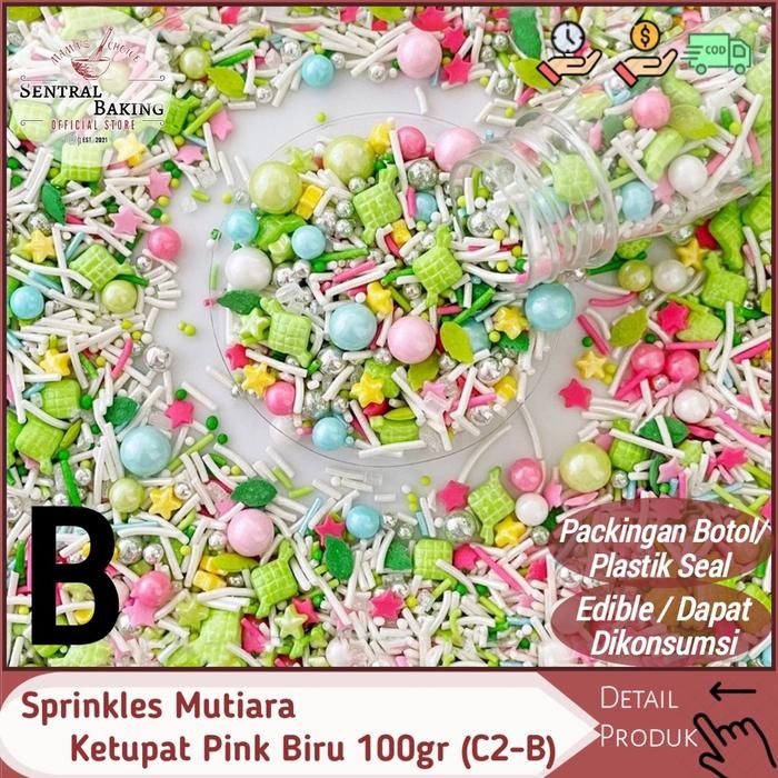 

Sprinkel Mutiara Ketupat Pink Biru 100gr (C2-B) / Springkel Sprinkle