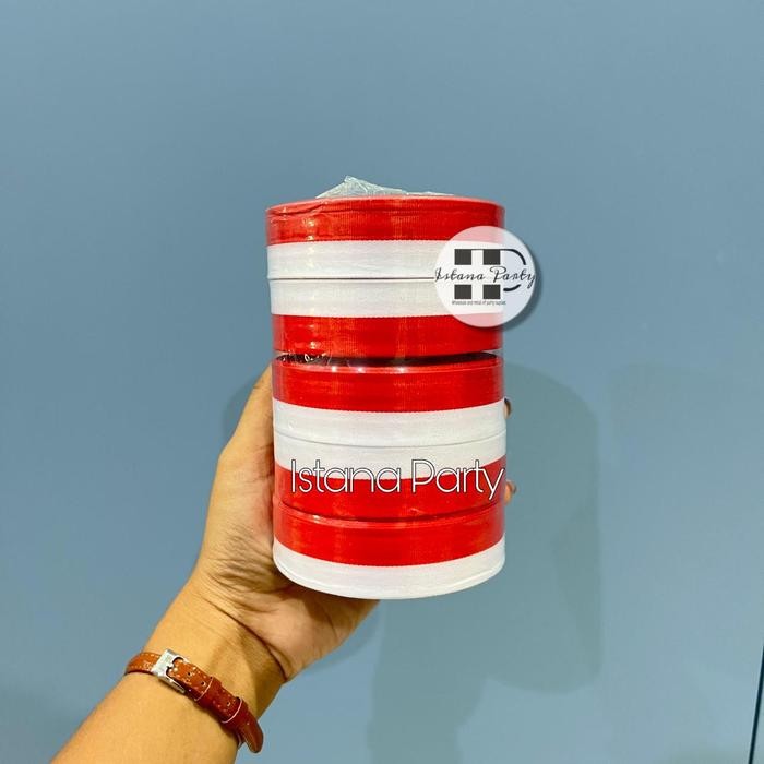 

(Allthebest) pita satin Merah putih ukuran 1"inch / ikat kepala 17 agustus merah putih 2,5cm