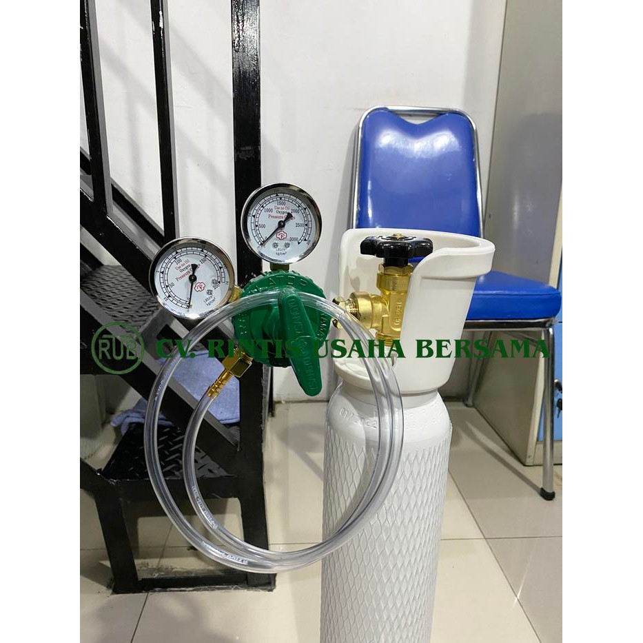 JTTOP" TABUNG OKSIGEN 0,5M3 + REGULATOR UNTUK PACKING IKAN + SELANG