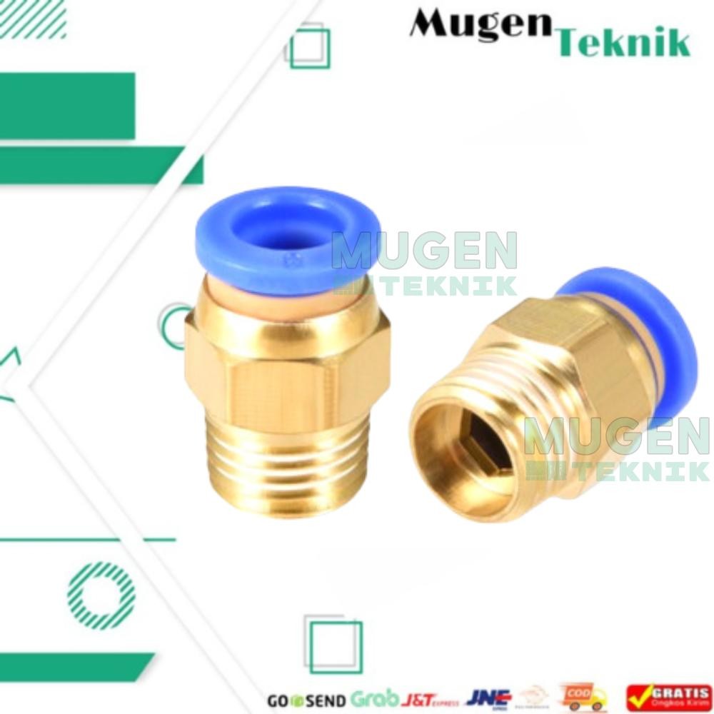 PC 8-M8 Fitting Nepel Lurus Male Tube 8mm Drat 8mm / MPC 8-M8