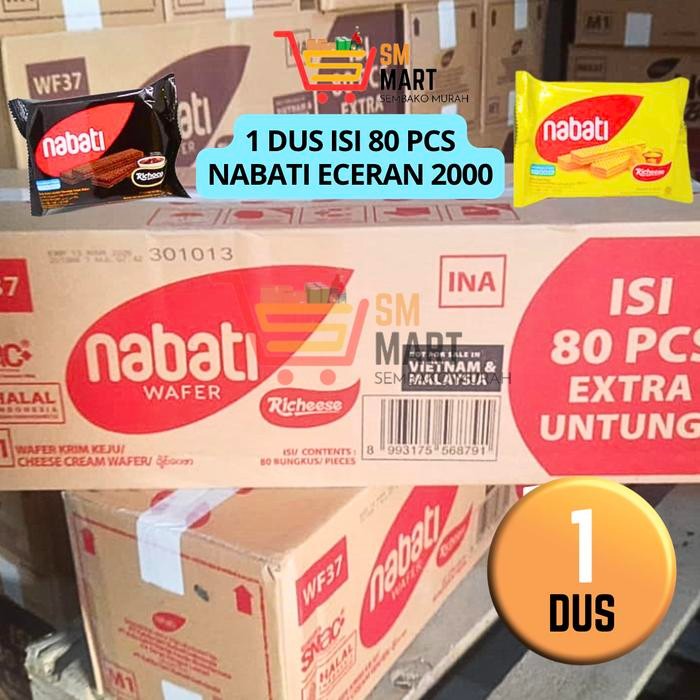 

WAFER NABATI KEJU/COKLAT 1 DUS ISI 80 PCS SNACK BISKUIT NABATI MURAH BISA DICAMPUR!