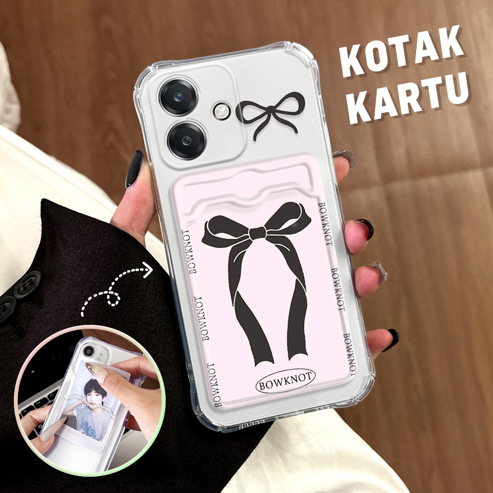 Casing Hp Untuk OPPO A3S A12E Anti Jatuh Tempat Kartu Soft Cassing Card Holder Softcase Bow 1026 KB 