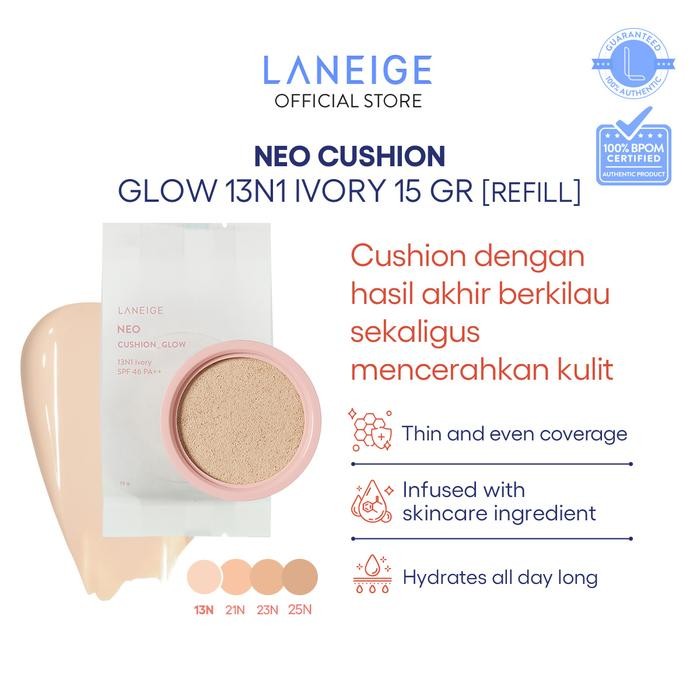 LANEIGE NEO Cushion Glow Refill 15gr - Mencerahkan, Wajah, Cushion