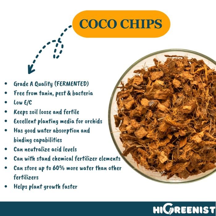 Mode Vintage Coco Chips Premium (5L) - Media Tanam Coco Chips Organik - Fermentasi - Untuk Aroid &