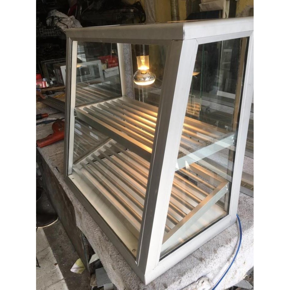 (Allthebest) Etalase kaca ayam goreng, kentang goreng, warung makanan