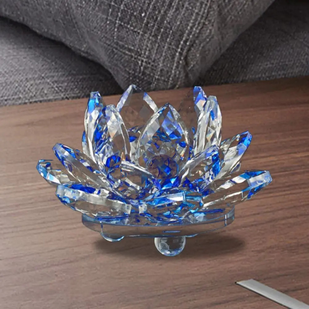

Crystal Lotus Flower Figurine Home Wedding Decoration Glass Craft Collection Paperweight Office