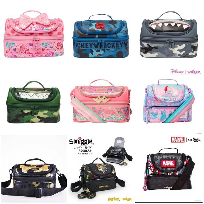 Lunch Bag Smiggle Minnie, Mickey, Ariel, Cinderlella, H. Potter, Dino