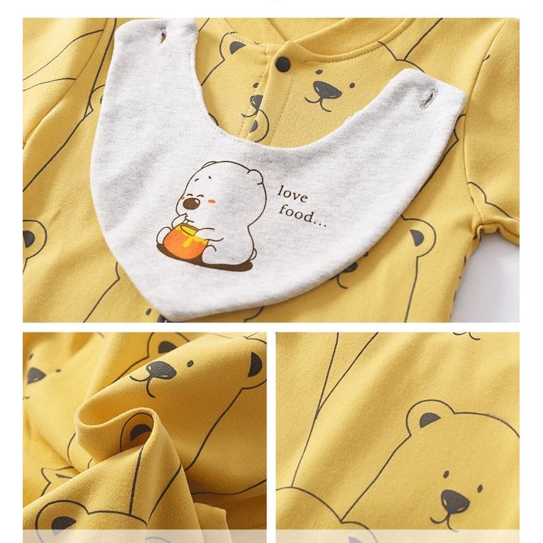 Baju Bayi /Jumper Bayi / Romper Bayi/ Baju Lengan Panjang Bayi + Bib