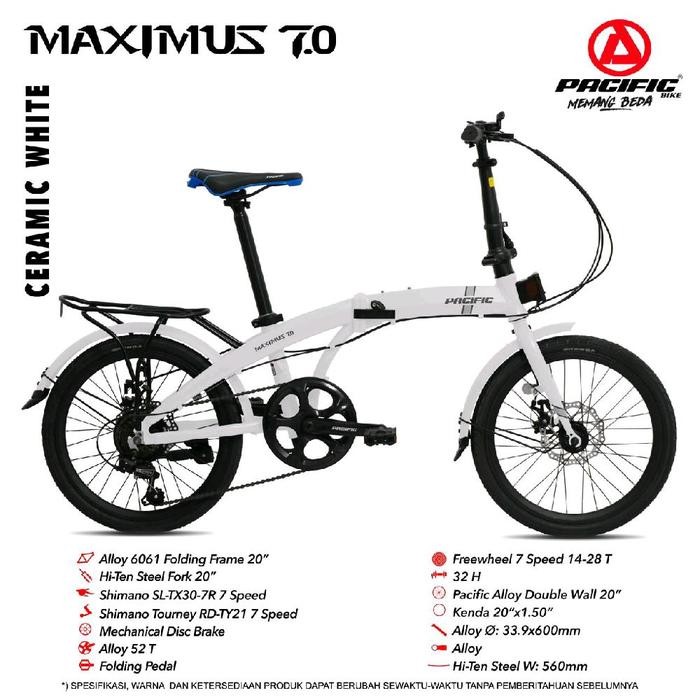 Sepeda Lipat Pacific Maximus 7.0 Frame Alloy / Sepeda Lipat 20 Inch / Folding Bike