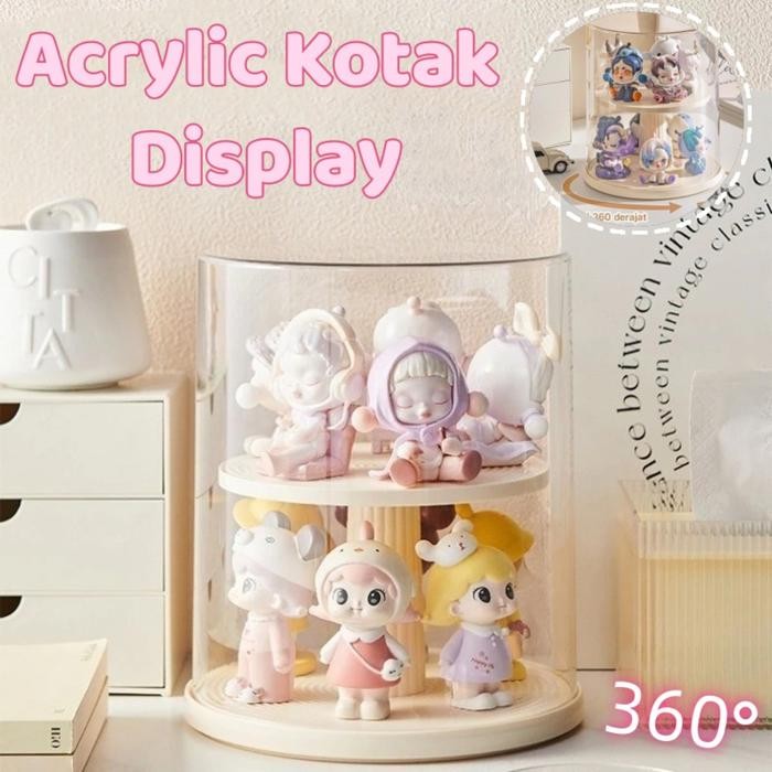 Action Figure Acrylic Kotak Display Putar /Acrylic Kotak Display Putar Blind Box/ 360 Rotate Display