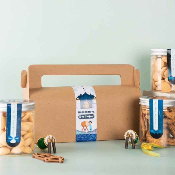 Gable Box Jinjing Kue Kering Silinder Tabung 600ml/500ml Muat 3 toples (Harga 10 Box)