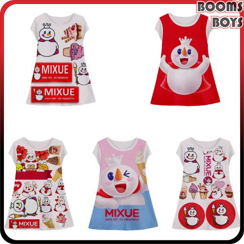 Dress Mixue Mascot Tunik Anak Animasi 3d Lucu Mixue Mascot Baju Anak Perempuan Usia 1-12 Tahun - Boo