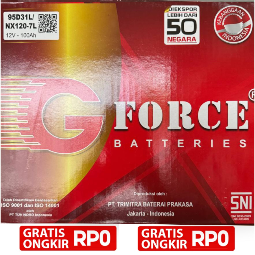 Aki G-Force NX120-7L / 95D31L Original Asli 100%