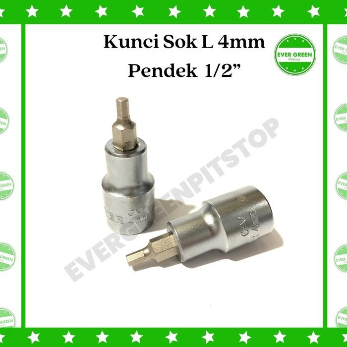 MAX POWER Mata Kunci Sok L 4mm Pendek Segienam Hex Bit 4 mm Sock L4 Segi Enam