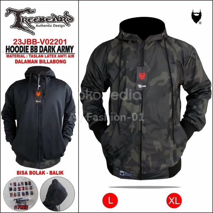 Jaket Hoodie Bolak Balik Pria TREEBEARD-Jaket BB windbreaker Terbaru