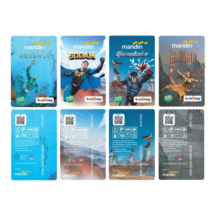 NEW Mandiri E-Money edisi Bumi Langit -1 set Kartu Emoney ( 4pcs )