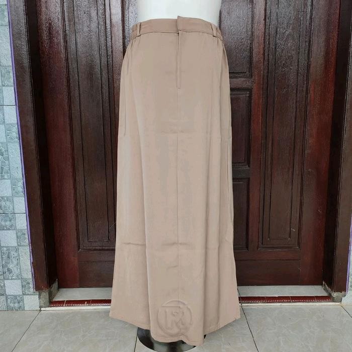 ASLI ROK SPAN A LINE POLOS COKLAT SUSU (Rok kerja Wanita Panjang Line A) READY STOCK