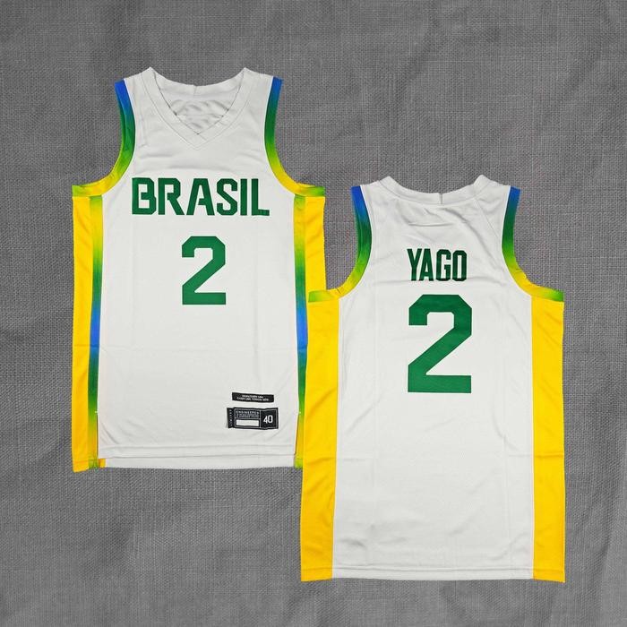 HEATPRESS Baju Jersey Basket Yago Santos Brazil Basketball Team Putih