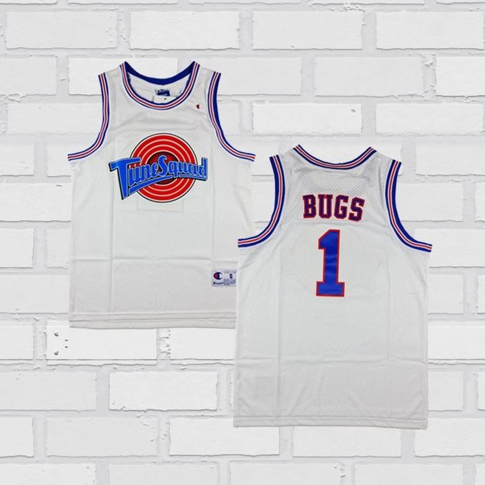 BORDIR Jersey BUGS #1 Tunesquad Space Putih Baju Basket Classic