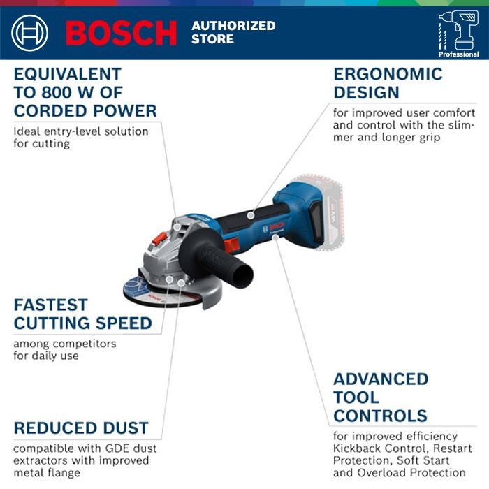 Bosch Brushless Angle Grinder / Gerinda Tangan Baterai 18V 100MM GWS 18V-8 (UNIT ONLY)