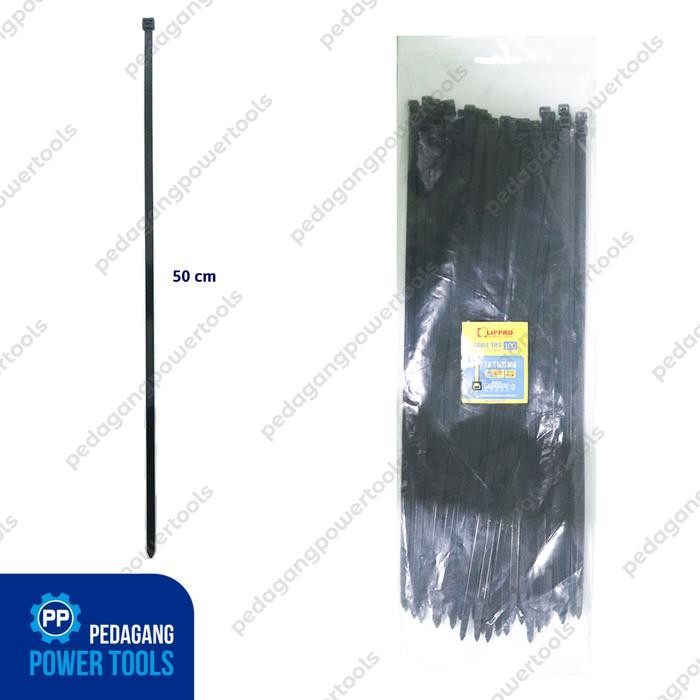 

SIAPKIRIM LIPPRO Kabel Ties 7.6 x 500 mm Hitam Panjang 50 cm Nylon Cable Ties Tali Pengikat Strap