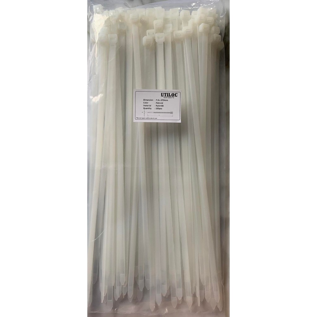 

TERMURAH Kabel ties 37cm (370 x 7.6mm) isi 100pcs. Natural / Black. Murah! READY STOCK