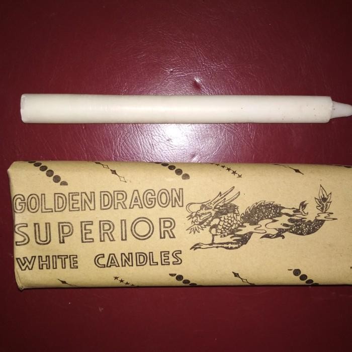 (Allthebest) Lilin Putih Polos Jumbo cap Naga - Lilin Natal Lilin Mati Lampu