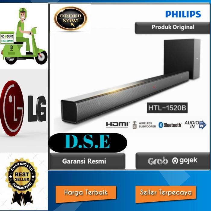 PHILIPS SOUNDBAR SPEAKER HTL1520B WIRELESS SUBWOOFER BLUETOOTH