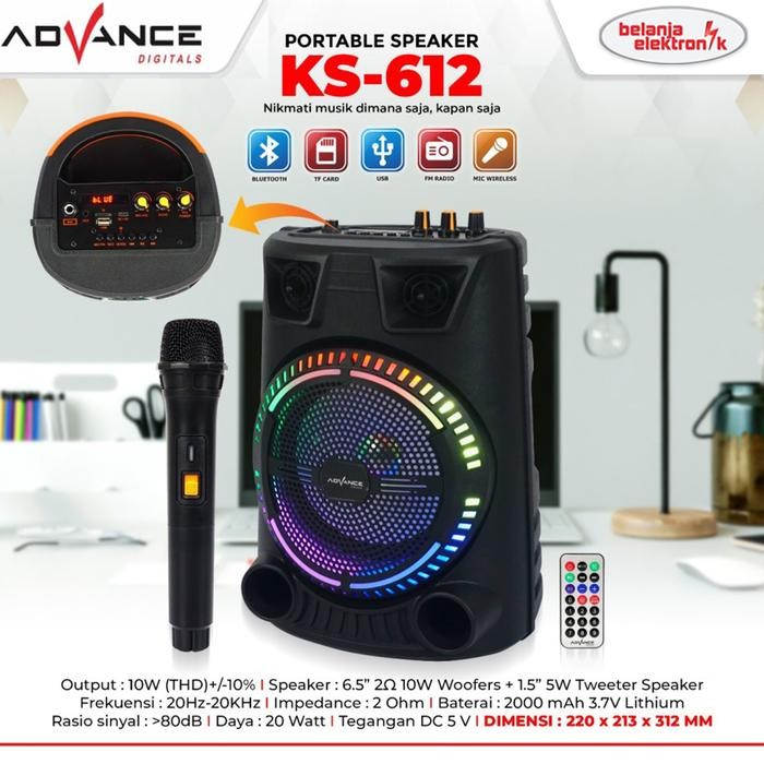 Speaker ADVANCE Bluetooth Karaoke KS-612 6,5 inch Portable Free Mic
