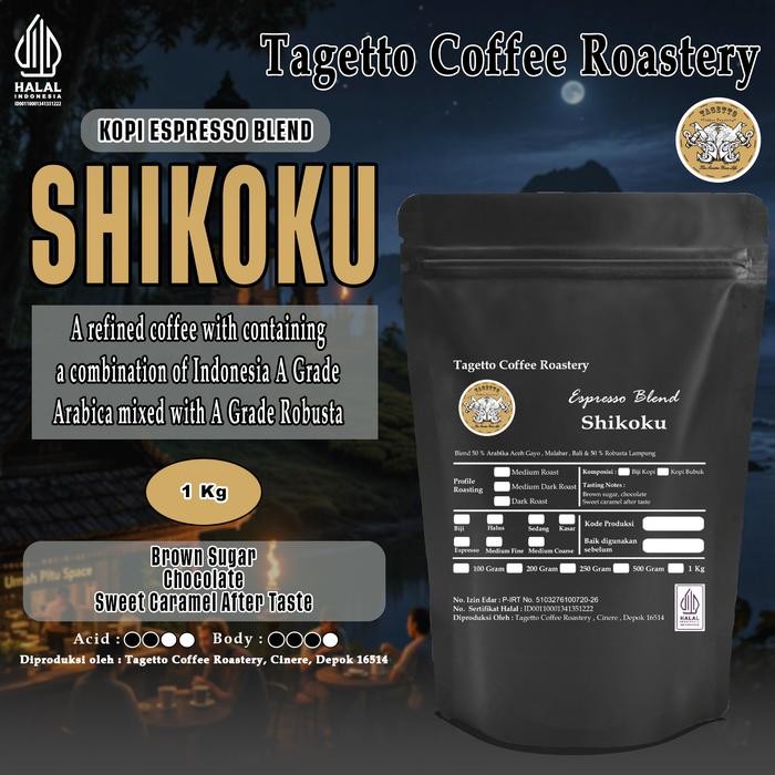

Otten Coffee - Biji Kopi Espresso Blend Shikoku 1Kg - Arabica 50% & Robusta 50% Bean Ground Bubuk 1