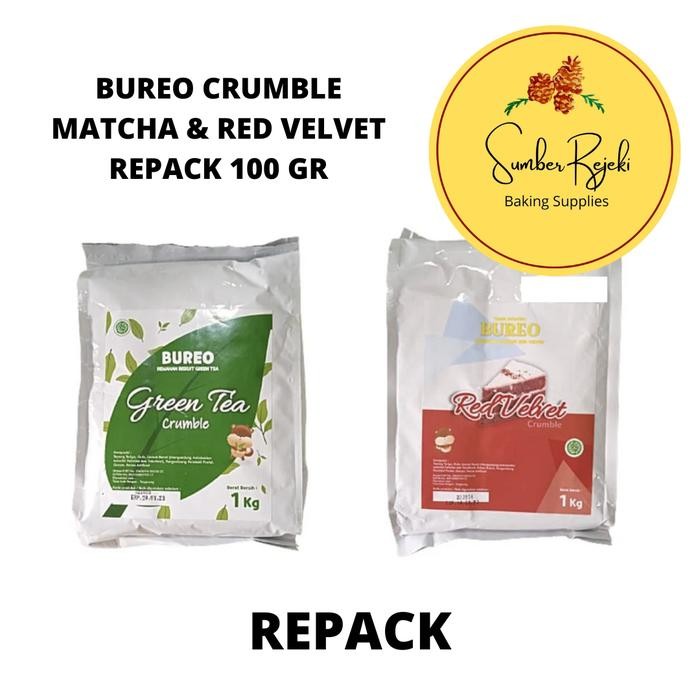 

Bureo Crumble Rasa Red Velvet, Green Tea, Strawberry REPACK 100 Gr