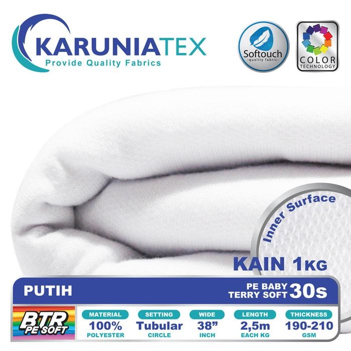 

KAIN BABY TERRY PE SOFT 30S PUTIH KARUNIA TEXTILE KODE 1463