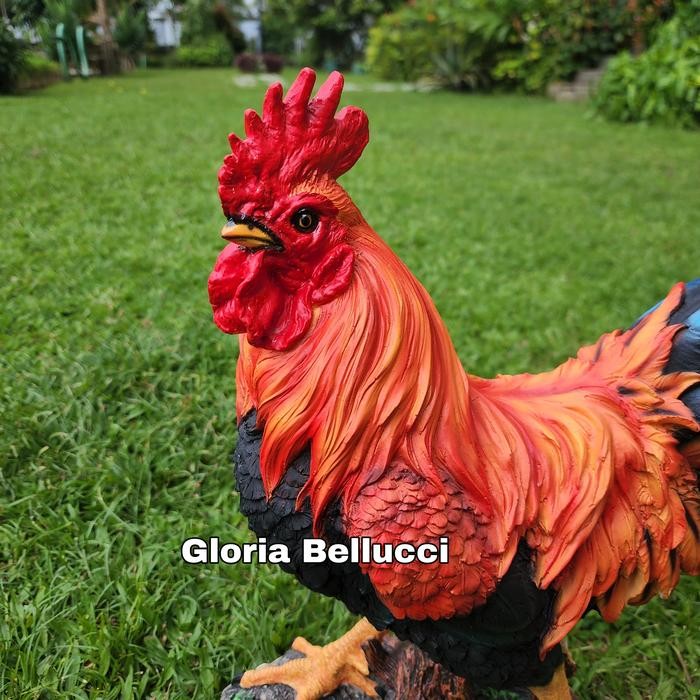 Ready Stok patung ayam jago jantan besar pajangan rumah dekorasi taman kebun