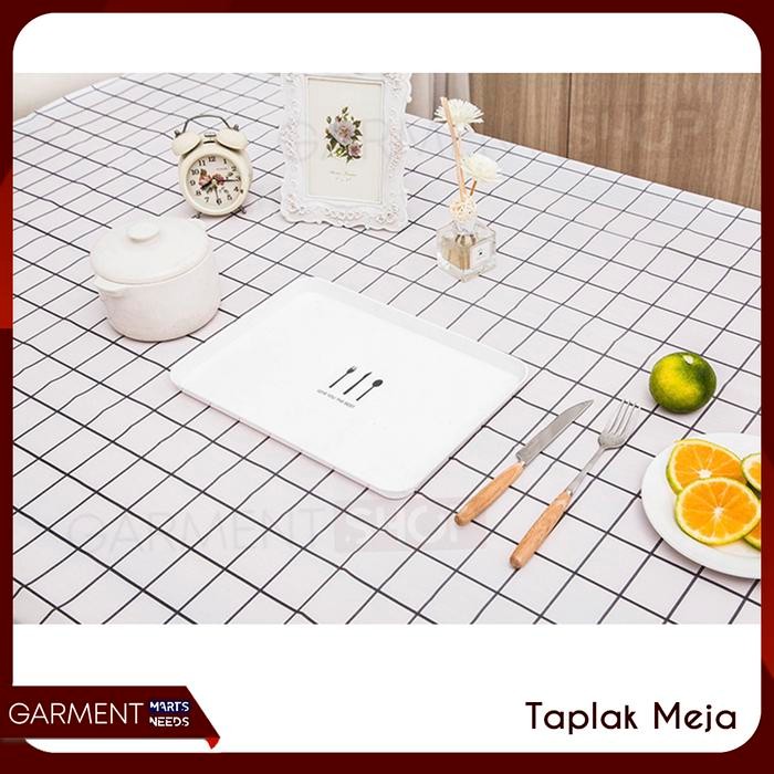 Taplak Meja Ruang Tamu Kotak Jumbo Alas Kain Motif Persegi Panjang Estetik Anti Minyak Air Tebal