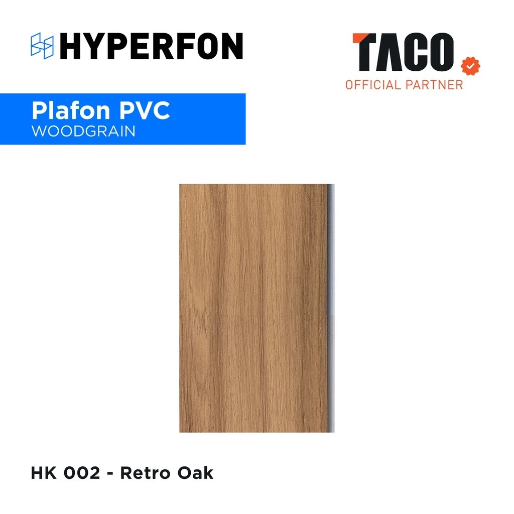 Hyperfon Plafon PVC Serat Kayu Doff Tebal 8mm Panjang 6 Meter - HK 002 Retro Oak