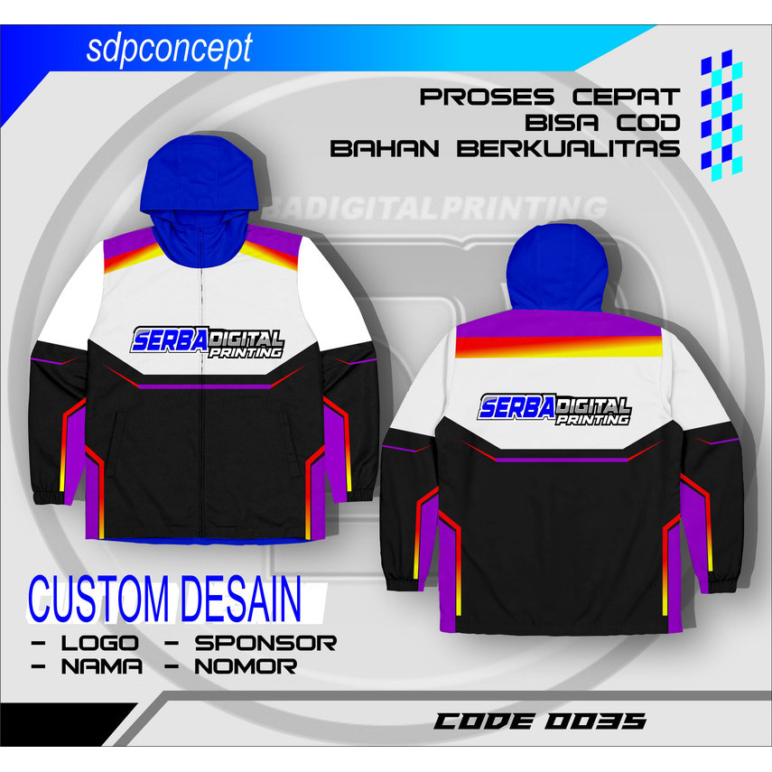 Jersey jaket  Custom Desain Sendiri - Jersey Racing, Sepak Bola, Mancing, Gowes, Komunitas - Bahan D