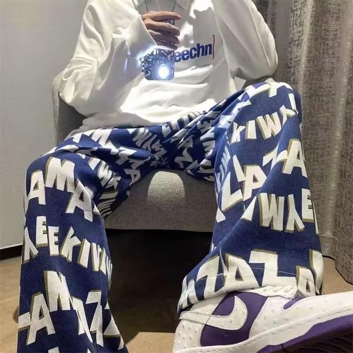 Celana Panjang Pria Celana Y2K Motif Celana Pria Korean Style Celana Baggy Pria Celana Hip Hop 2025