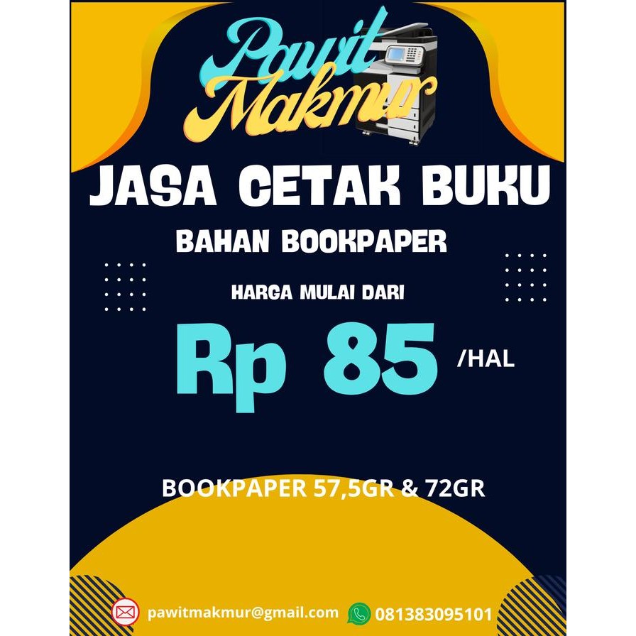 

jasa cetak buku bahan bookpaper 57,5gr dan 72gr /cetak bookpaper