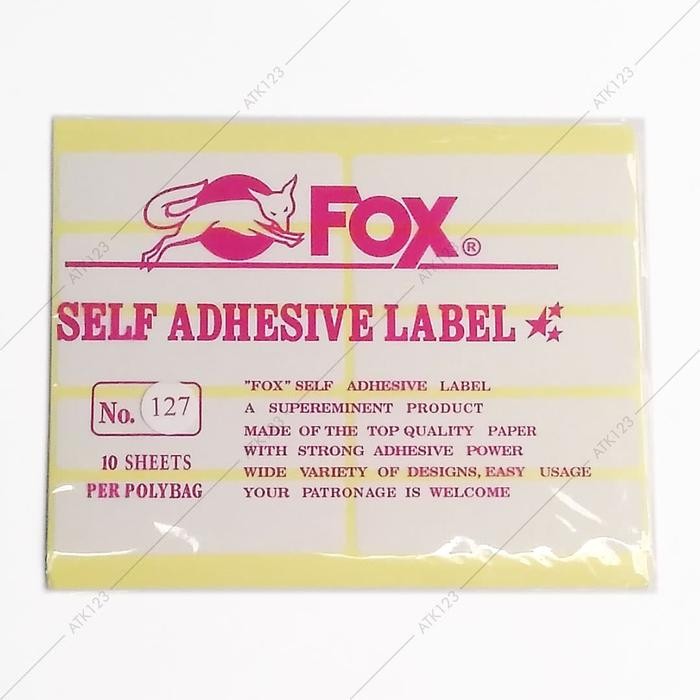 

Kertas / Label Stiker Fox No. 127 uk. 25 x 100 mm (Persegi Panjang)