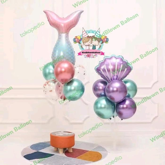 

Terlaris Windblown Balloon Foil Princess Mermaid Decor Birthday with Standing SALE