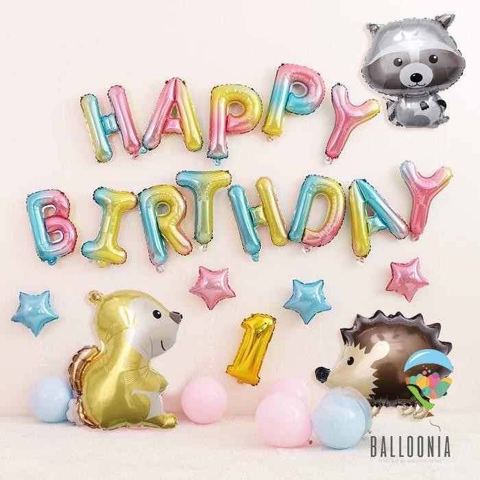 

Terlaris SET Balon Foil Birthday WoodLand Animal Balon Dekorasi Ulang Tahun SALE