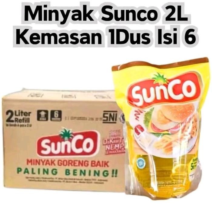 

*1 KARTON SUNCO 2LITER ISI 6 POUCH MINYAK GORENG BAIK SUPER PREMIUM Oil